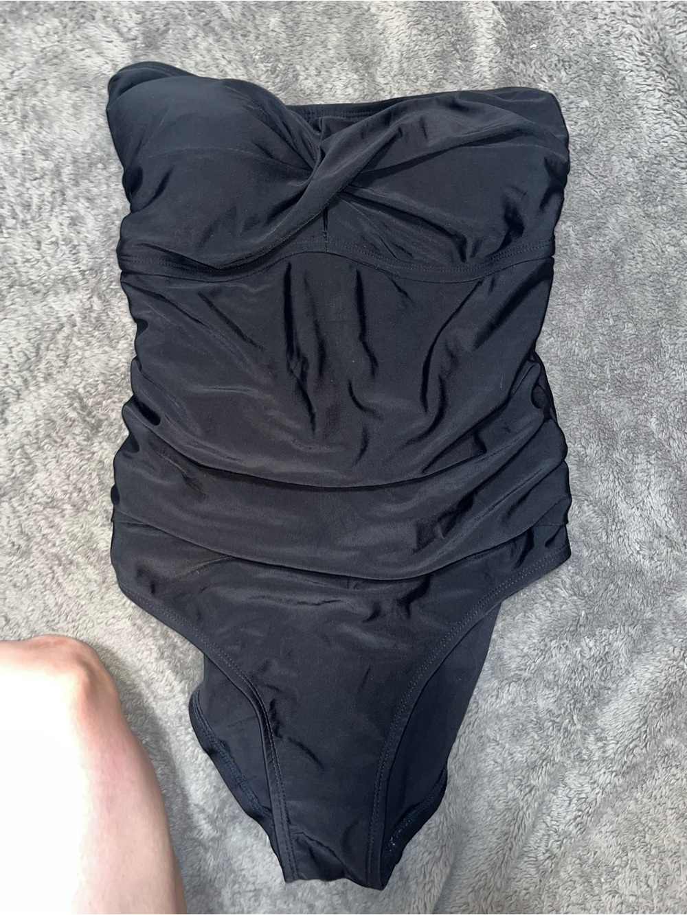 Kensie Black Strapless Ruched One-Piece Swimsuit
